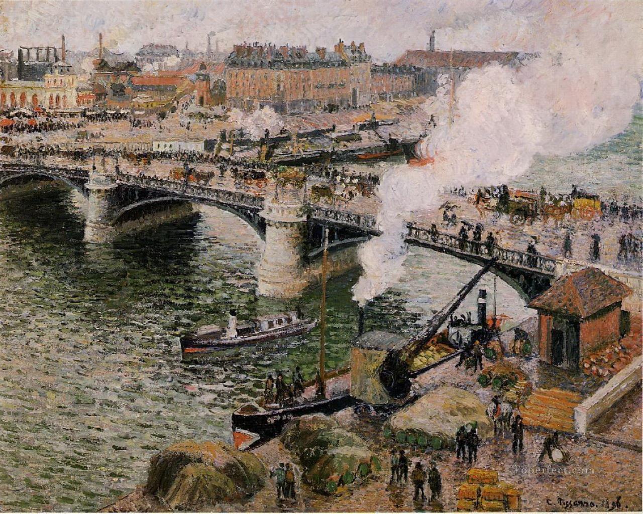 ボワデュー橋 ルーアンの湿った天気 1896年 カミーユ・ピサロ パリジャン油絵